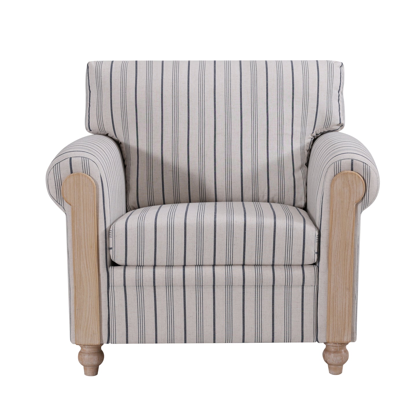 Blue and White Striped 1 Seater Sofa - Foam Filled for Living Room