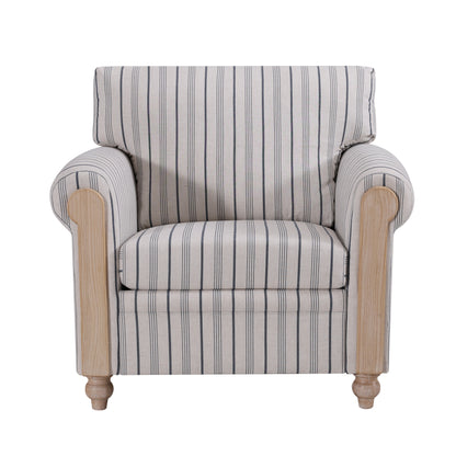 Blue and White Striped 1 Seater Sofa - Foam Filled for Living Room