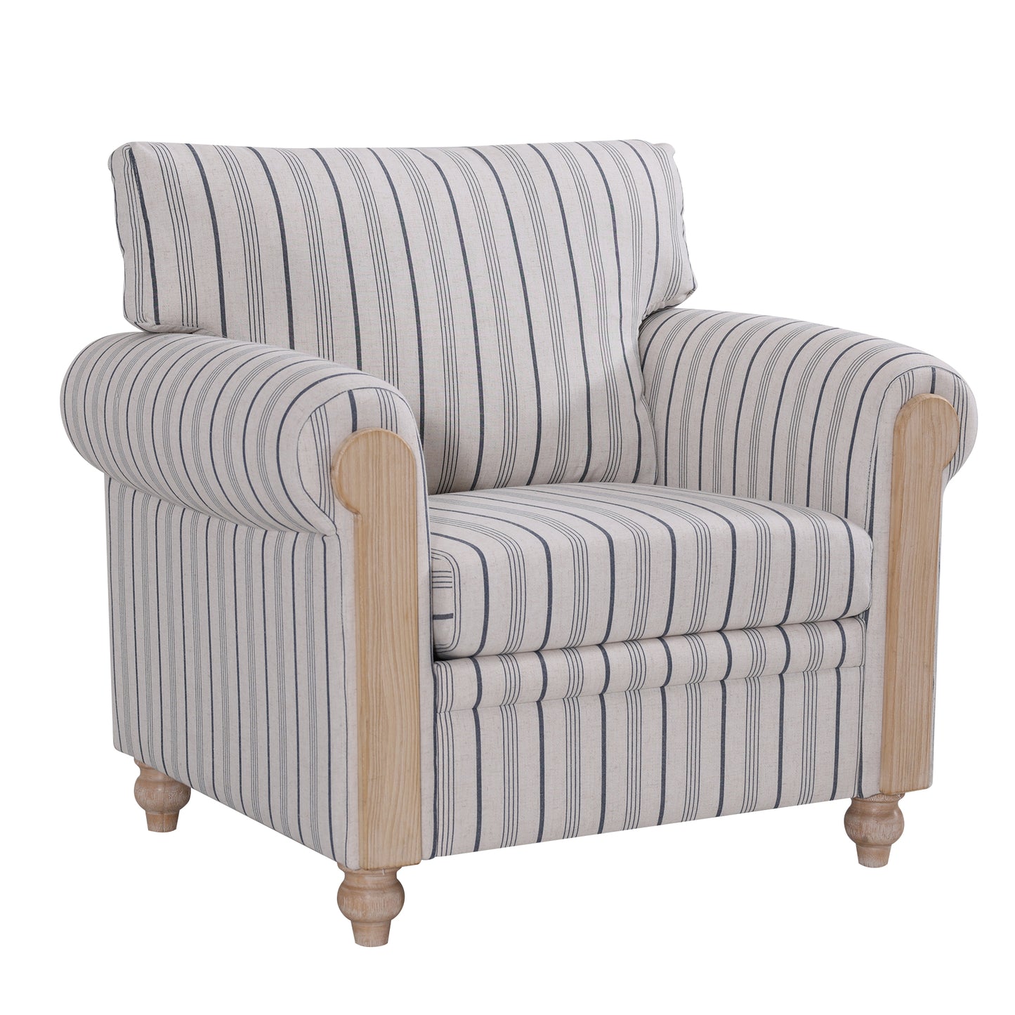 Blue and White Striped 1 Seater Sofa - Foam Filled for Living Room