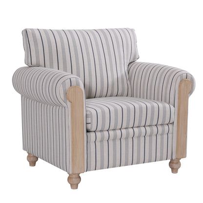Blue and White Striped 1 Seater Sofa - Foam Filled for Living Room