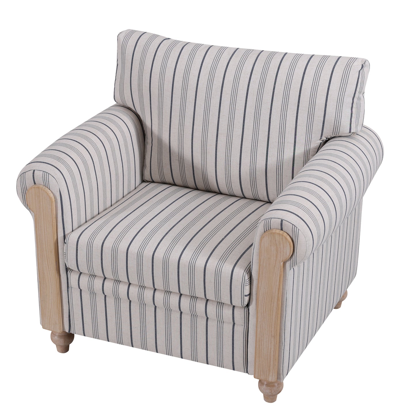 Blue and White Striped 1 Seater Sofa - Foam Filled for Living Room