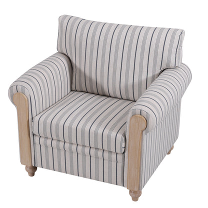 Blue and White Striped 1 Seater Sofa - Foam Filled for Living Room