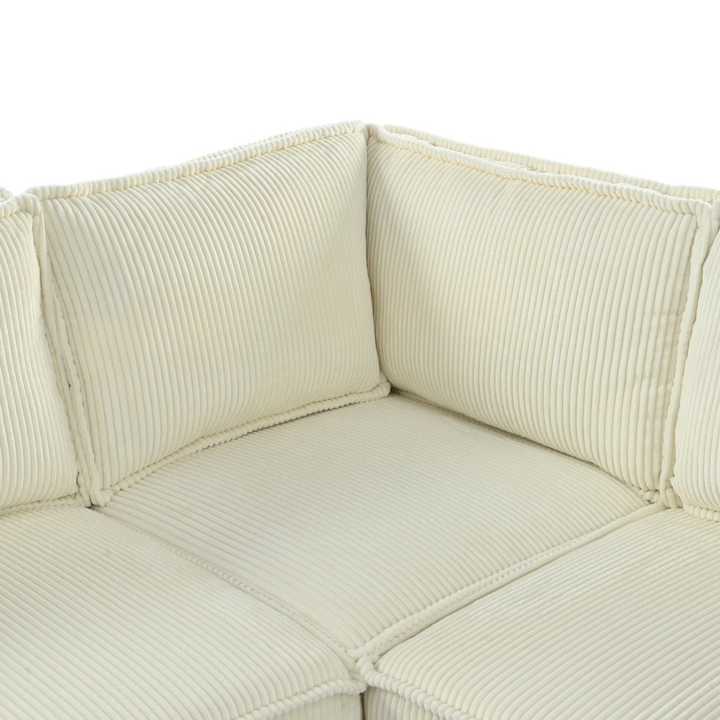 Large Beige Iron L-Shaped Sofa 4 Seat