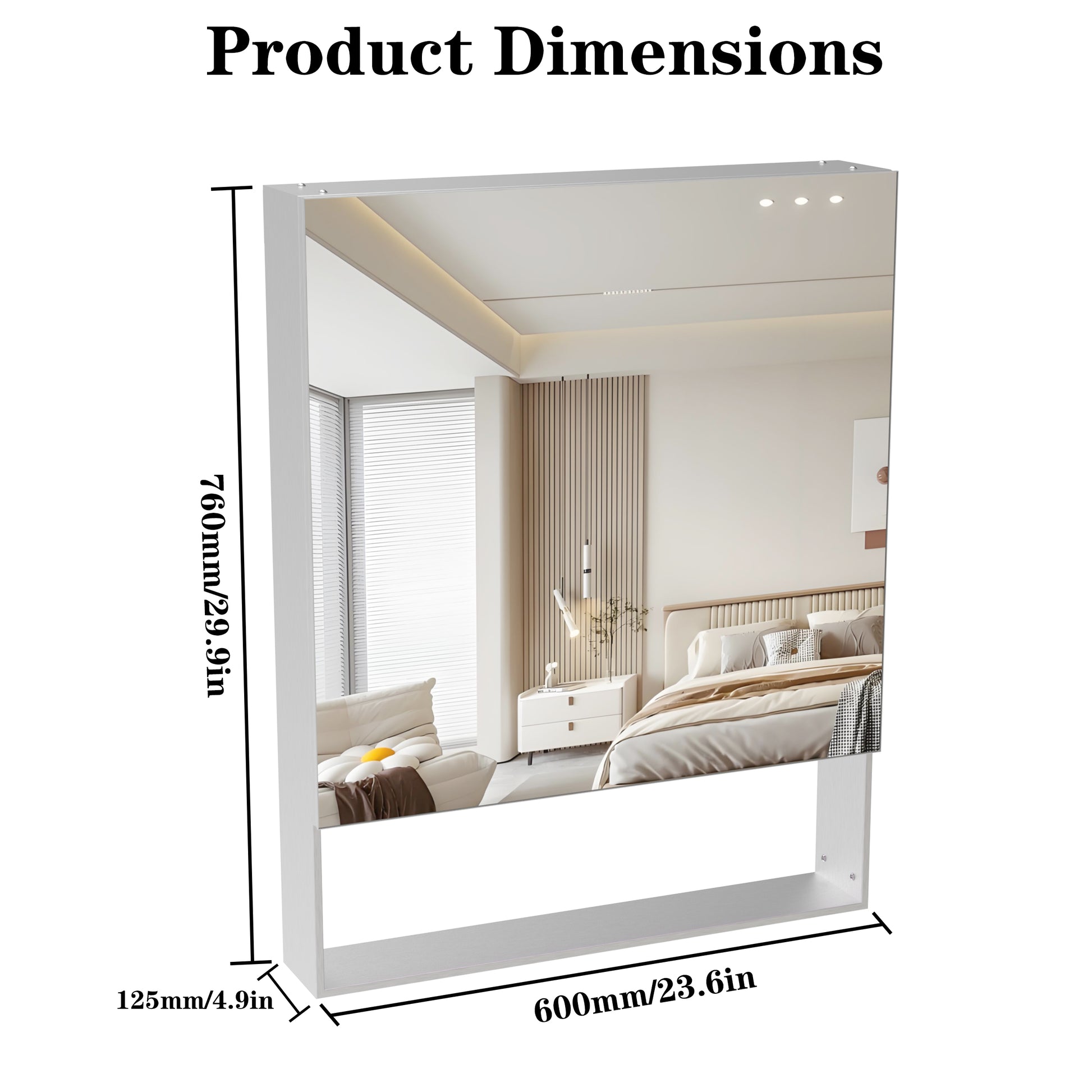 Silver Aluminum Wall Mirror with Storage Cabinet for Bathroom Renovation