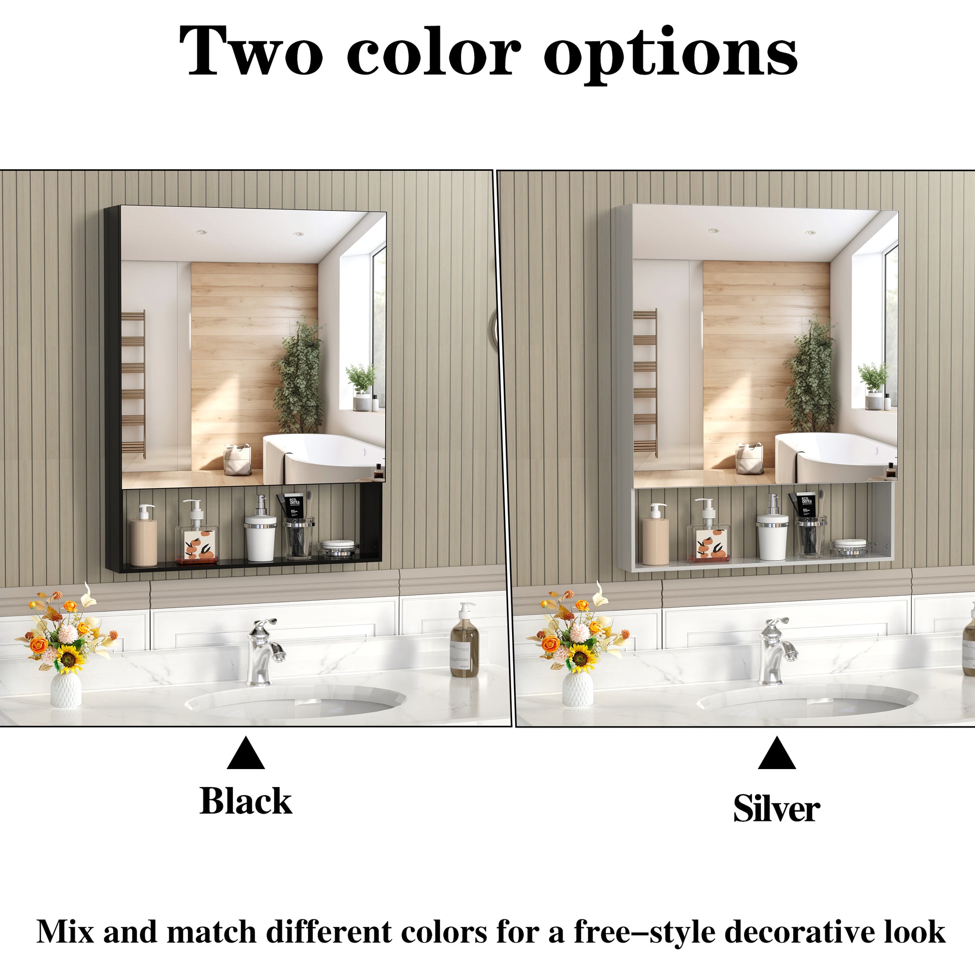 Silver Aluminum Wall Mirror with Storage Cabinet for Bathroom Renovation