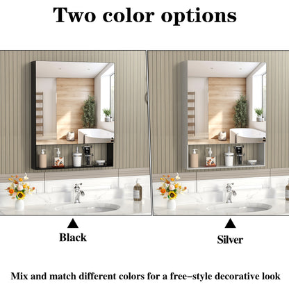 Silver Aluminum Wall Mirror with Storage Cabinet for Bathroom Renovation