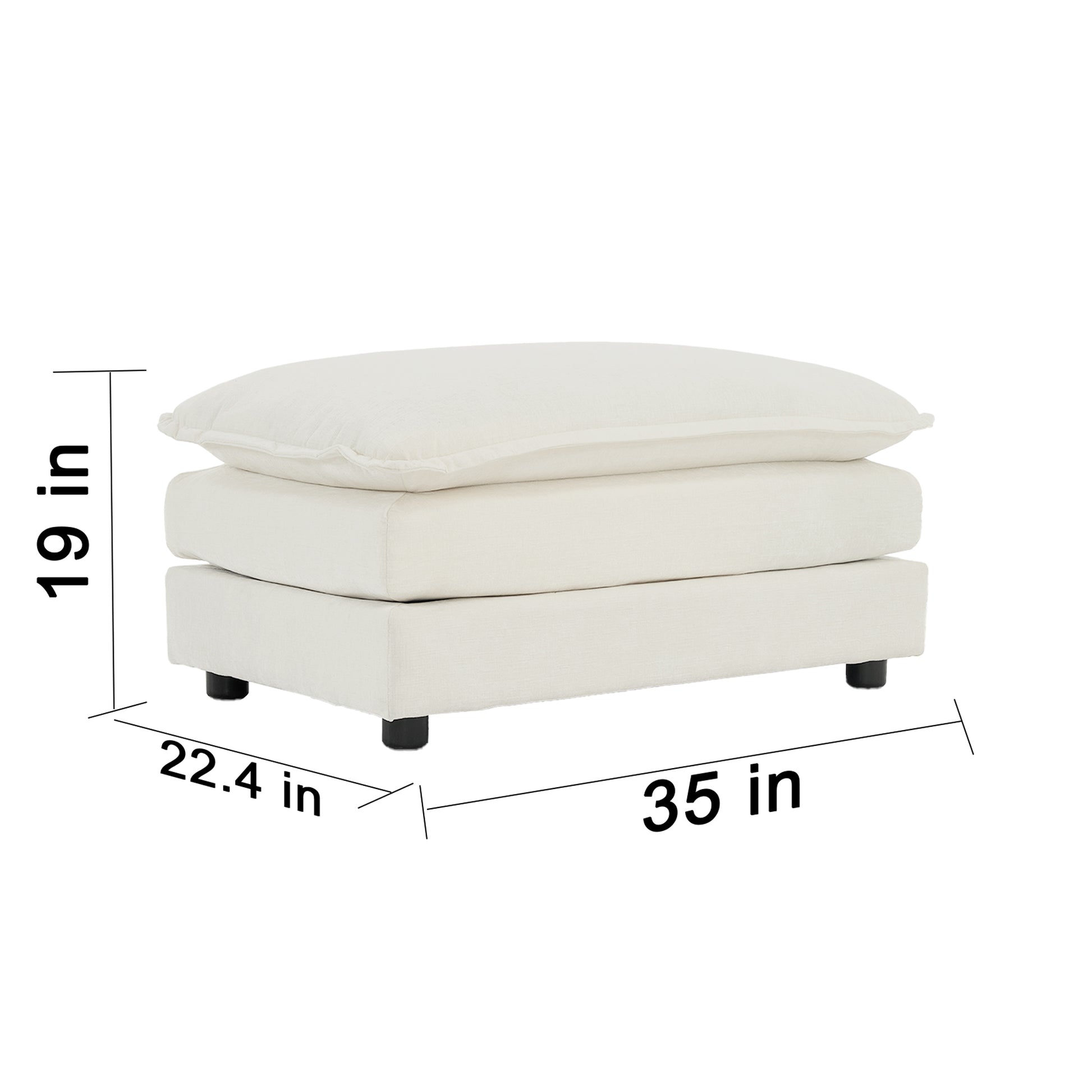 White Chenille Ottoman - Footrest for Sofas & Armchairs