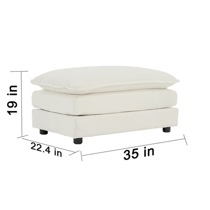 White Chenille Ottoman - Footrest for Sofas & Armchairs