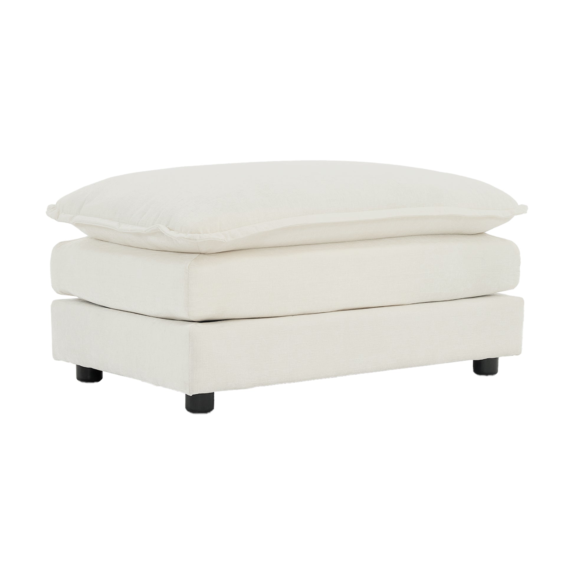 Chenille Fabric Ottomans Footrest to Combine with 2 Seater Sofa, 3 Seater Sofa and 4 Seater Sofa, White Chenille