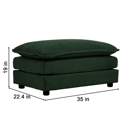 Green Chenille Ottoman - 1 Seat Footrest for Living Room