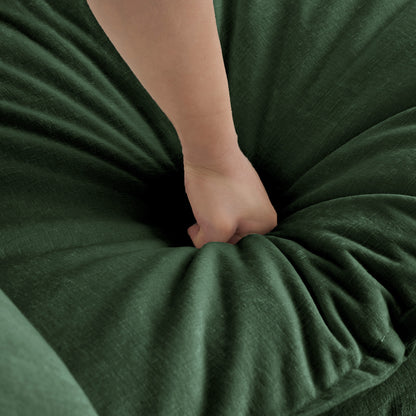Green Chenille Ottoman - 1 Seat Footrest for Living Room