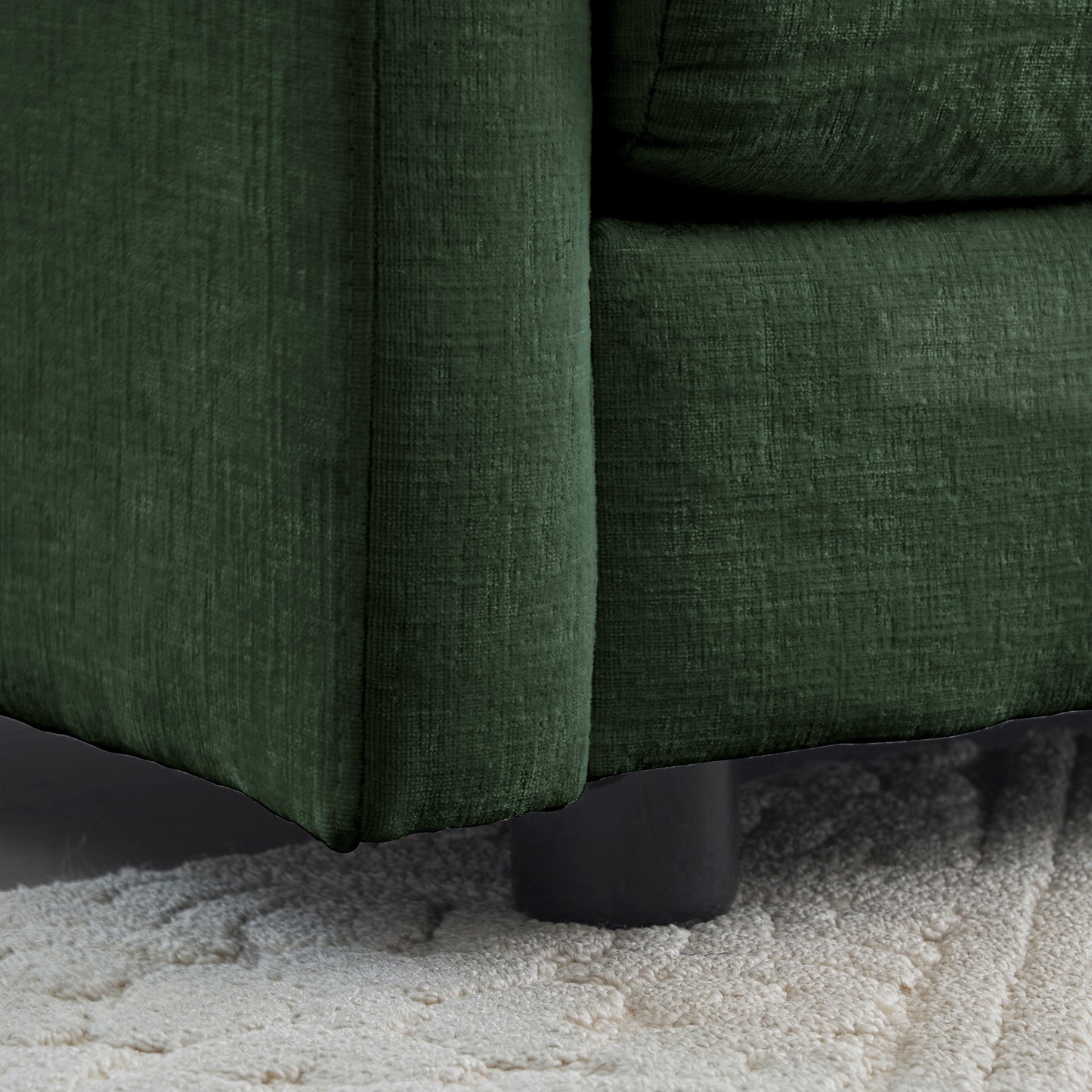Green Chenille Ottoman - 1 Seat Footrest for Living Room