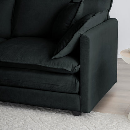 Black Chenille Ottoman Footrest to Combine with Sofa Seating for Living Room