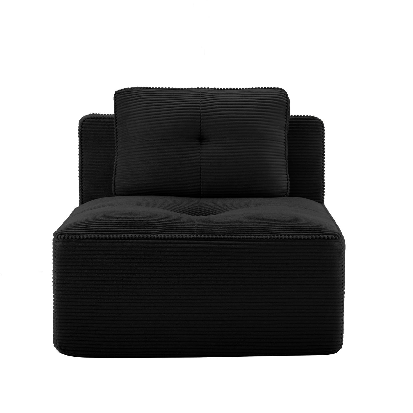 Armless Sofa W/Pillow Corduroy -Black