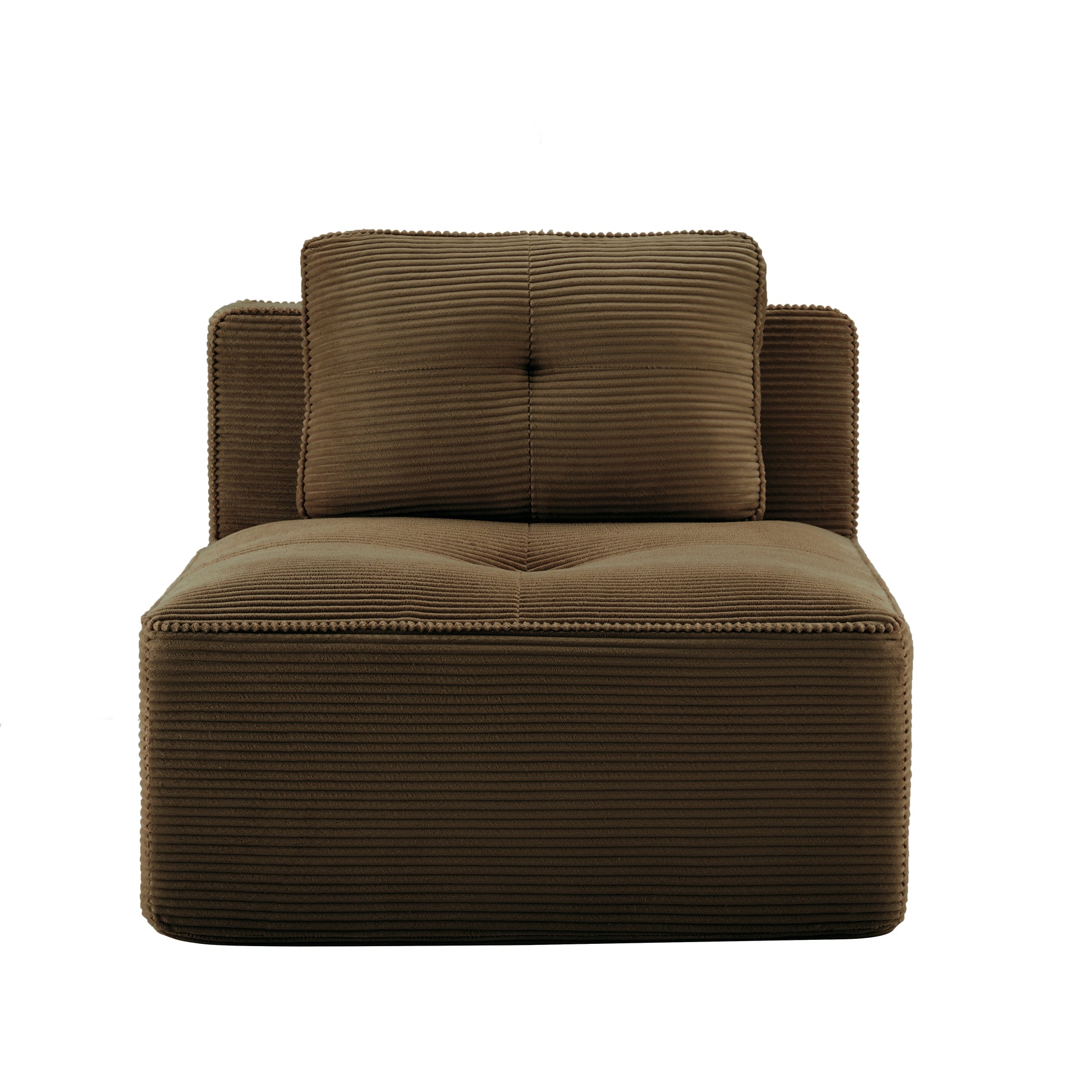 Armless Sofa W/Pillow Corduroy -Brown