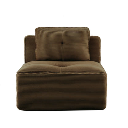 Armless Sofa W/Pillow Corduroy -Brown
