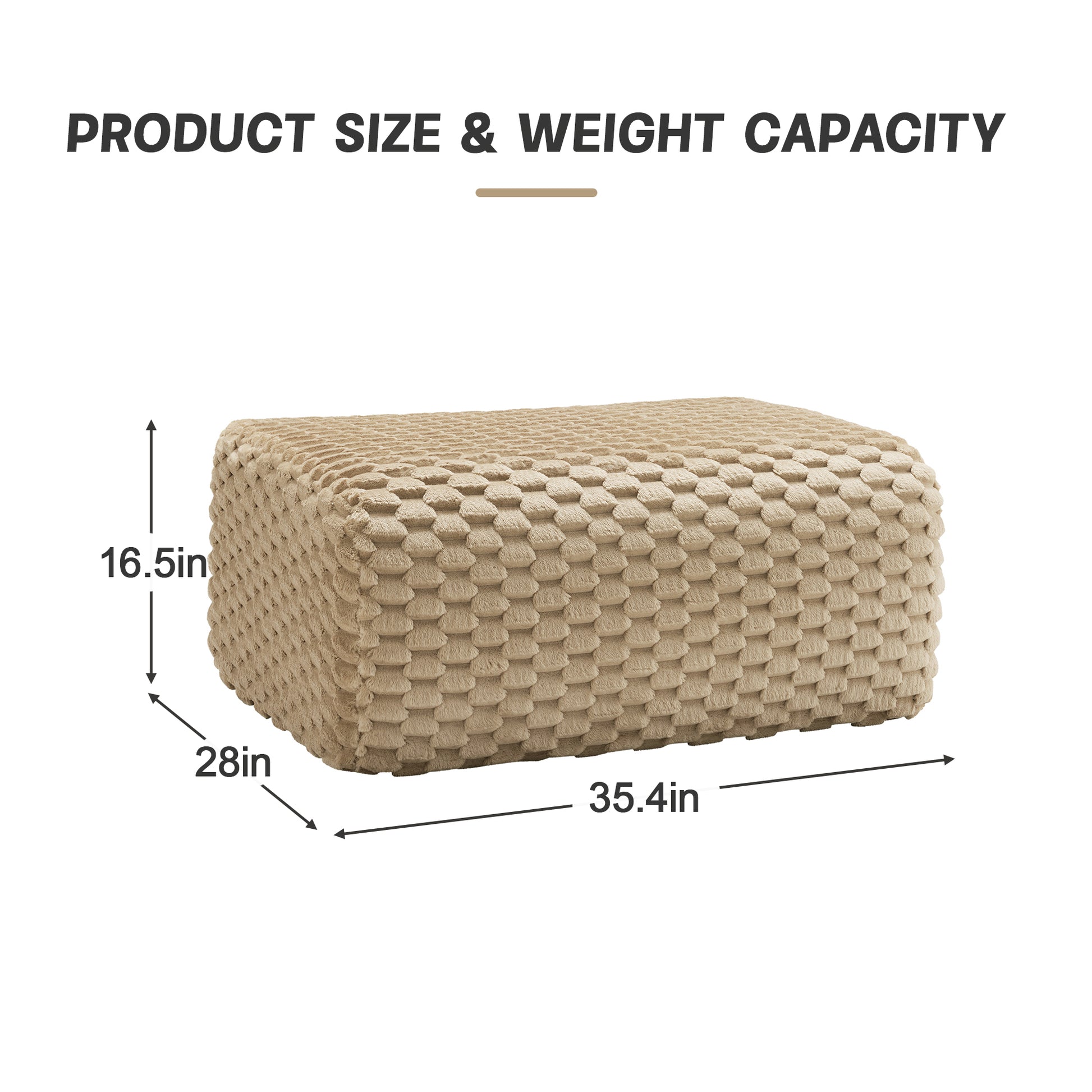 Light Camel Flannelette Modular Ottoman Sofa - 35.43" for Living Room