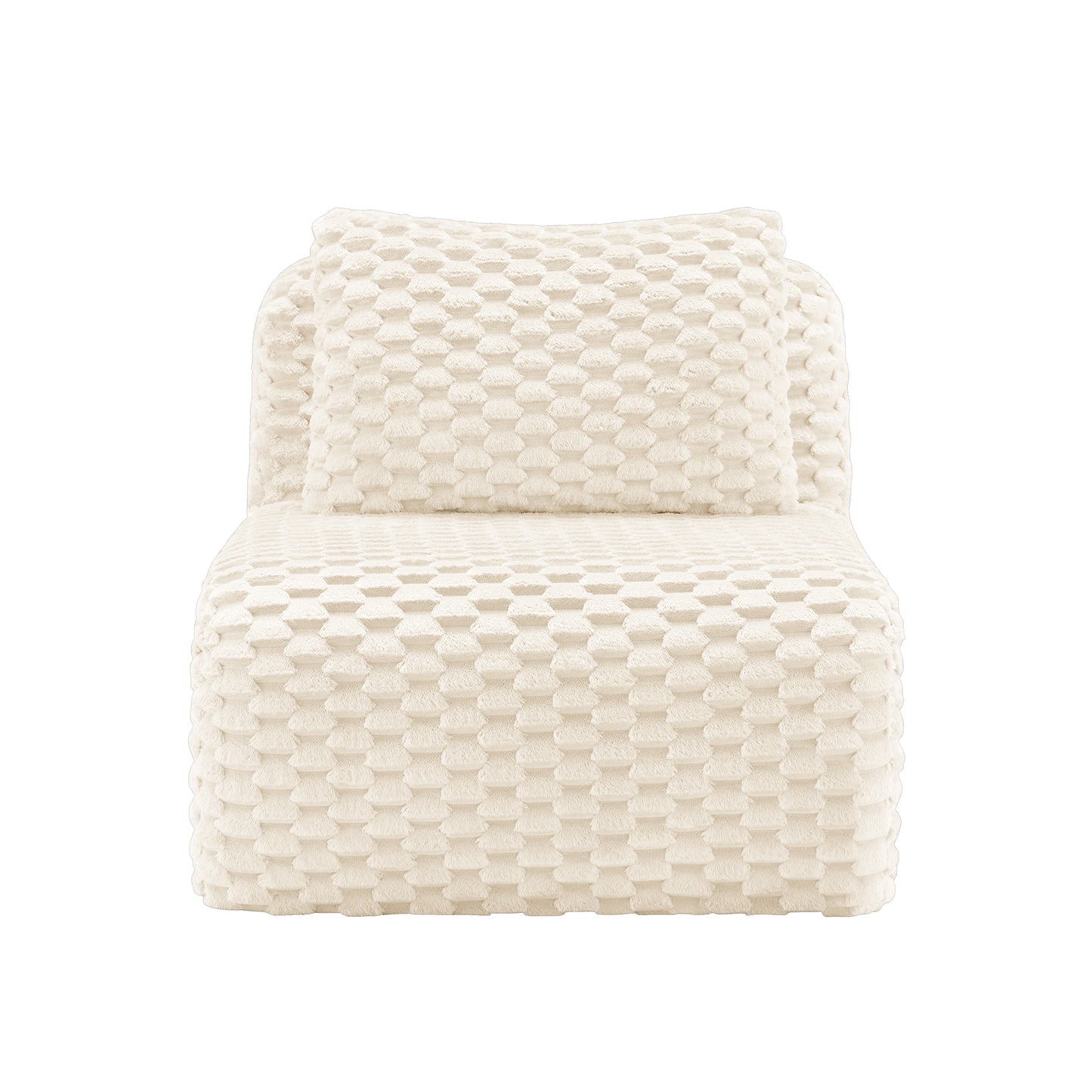 Armless Sofa W/Pillow Flannelette Fabric-White