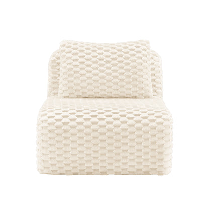 Armless Sofa W/Pillow Flannelette Fabric-White