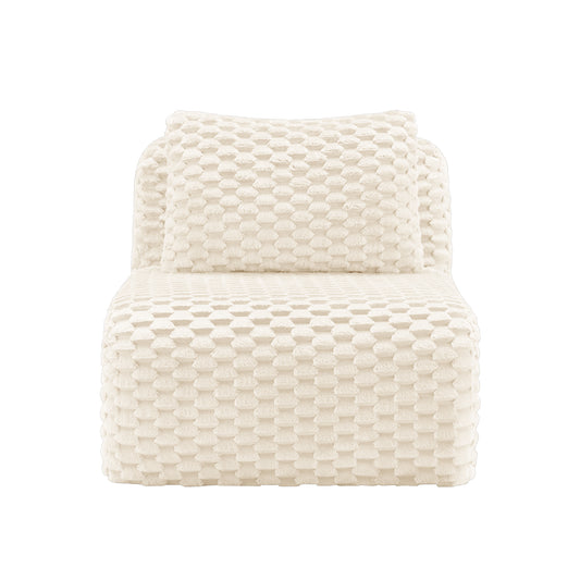 Armless Sofa W/Pillow Flannelette Fabric-White