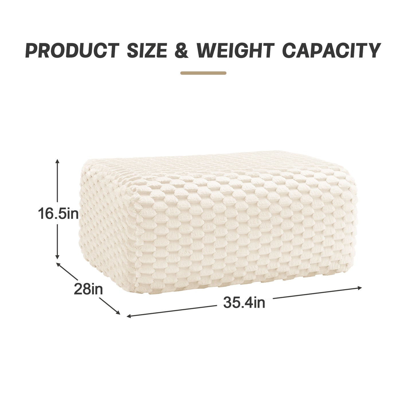 White Flannelette Ottoman - Comfortable Accent Piece