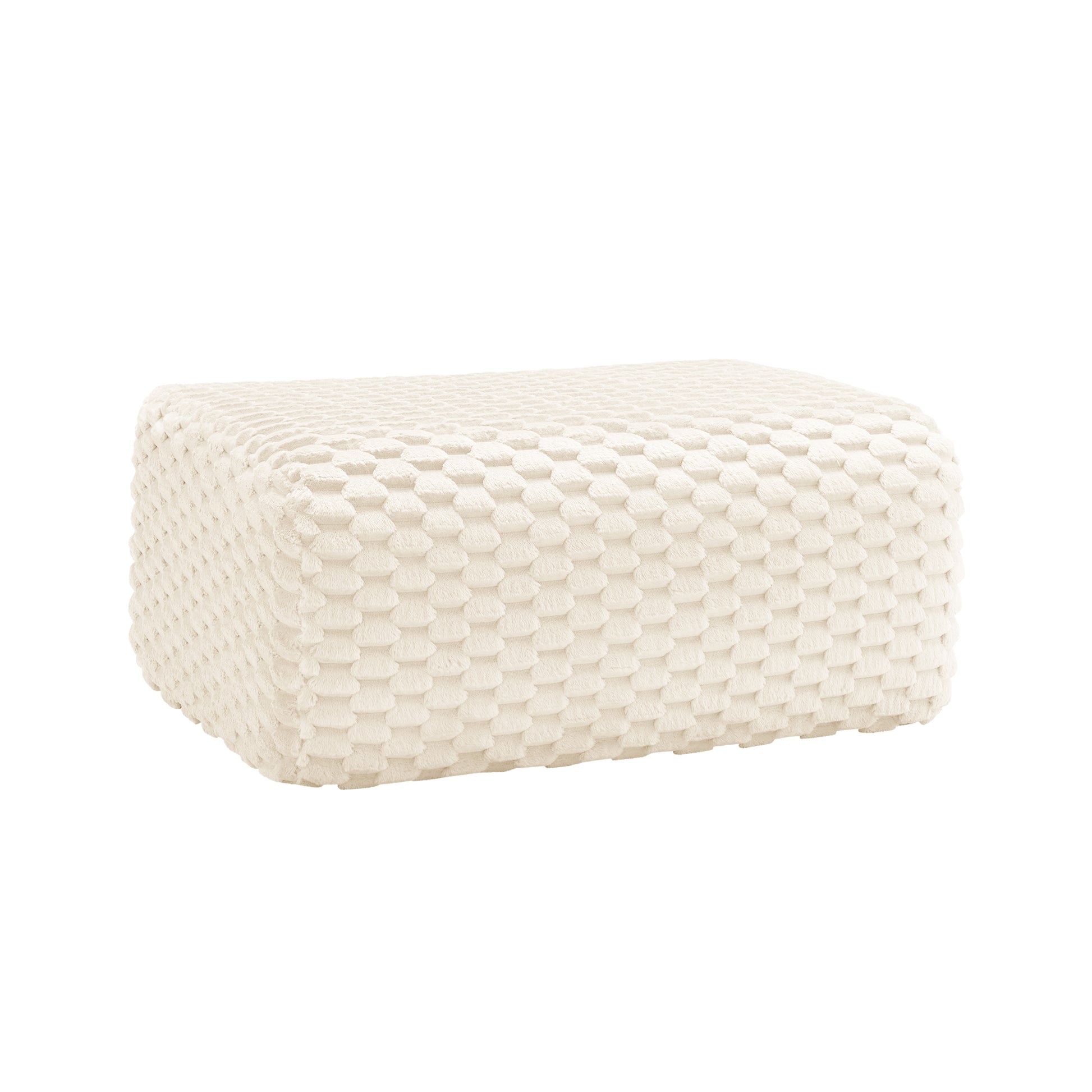 White Flannelette Ottoman - Comfortable Accent Piece