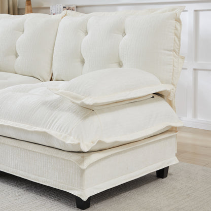 Beige Chenille Modular Sofa - 1 Seat, Flexible Design for Living Room