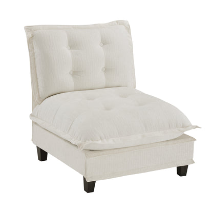 73 Armless Sofa - Beige Chenille, 1 Seat for Living Room