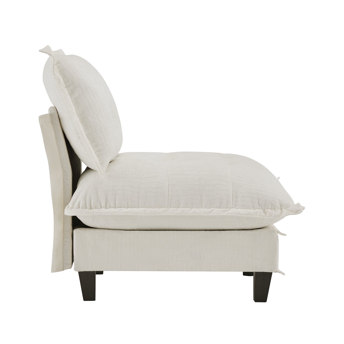 73 Armless Sofa - Beige Chenille, 1 Seat for Living Room