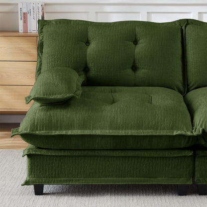 Green Chenille 3-Seat Sofa - 38.58" L for Living Room