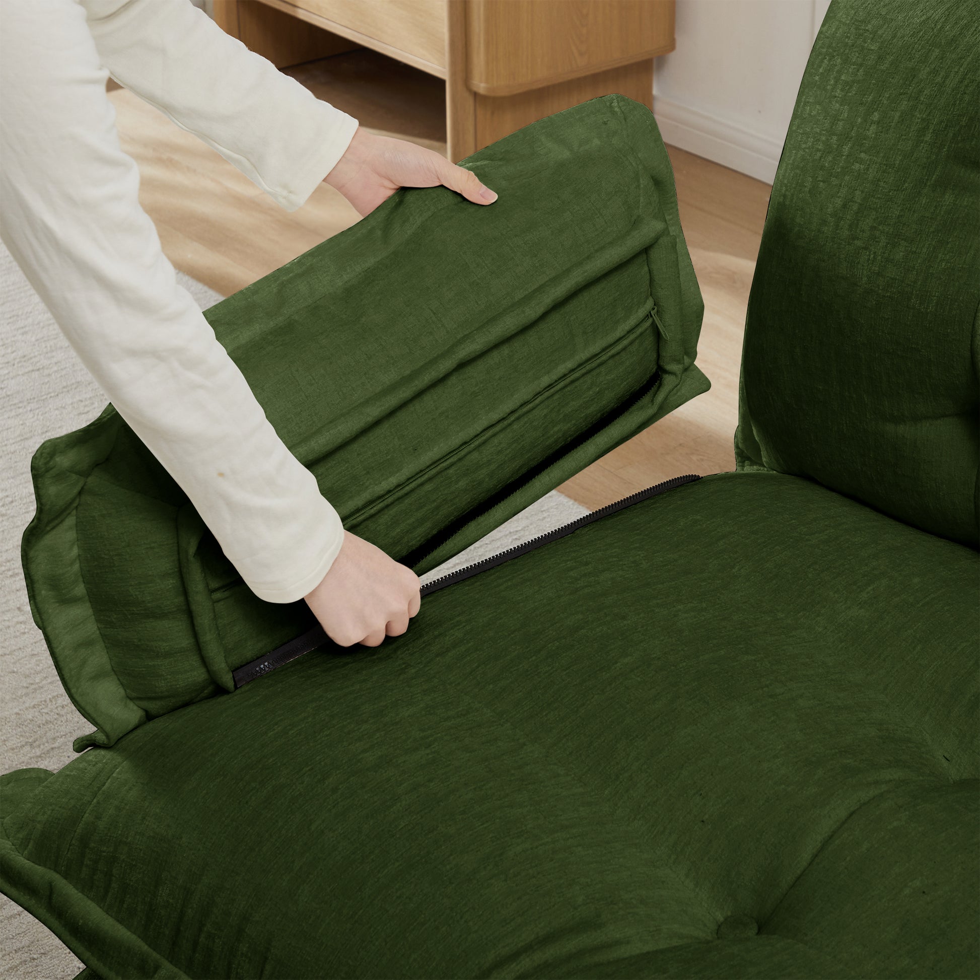 Green Chenille Modular Sofa - 1 Seat for Living Room