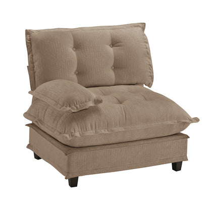 Light Brown Modular Chenille Sofa with High-Density Foam Seating for Living Room