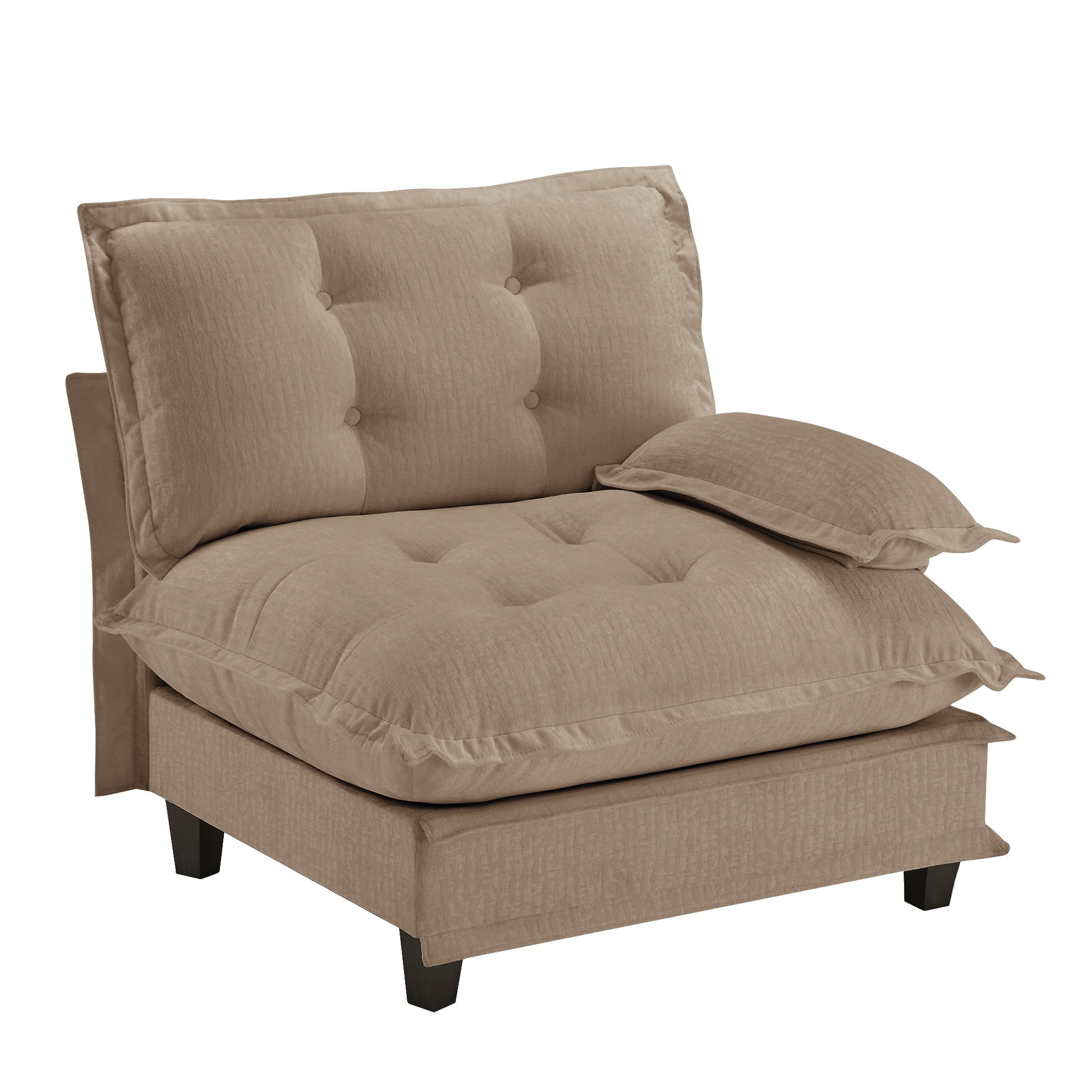 Light Brown Chenille Sofa - 1 Seat Comfort