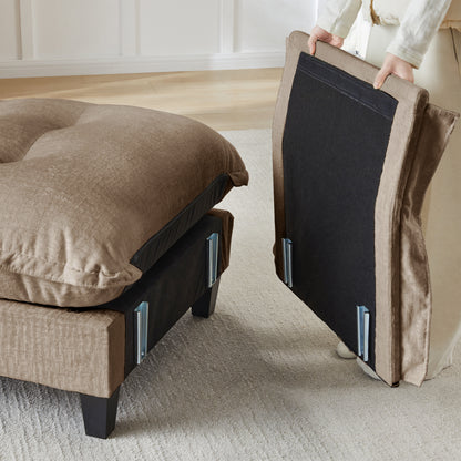 Light Brown Chenille Sofa - 1 Seat Comfort