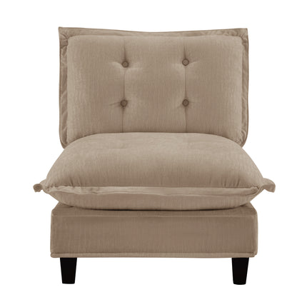 73  Armless Sofa Chenille- Light Brown