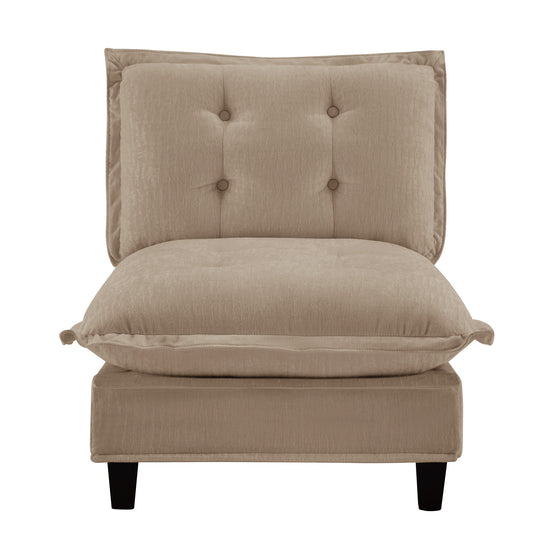 73  Armless Sofa Chenille- Light Brown