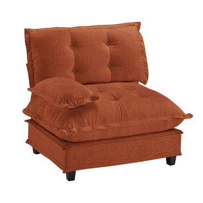 Orange Chenille Modular Sofa - 1 Seat for Living Room