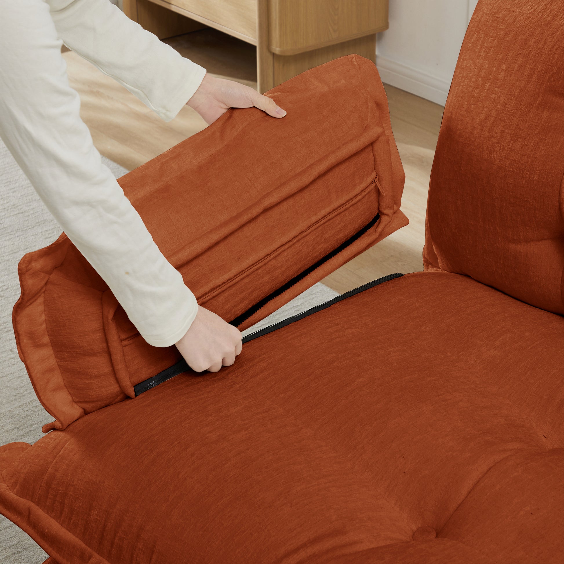 Light Brown Chenille 1 Seat Sofa - 39" L for Living Room