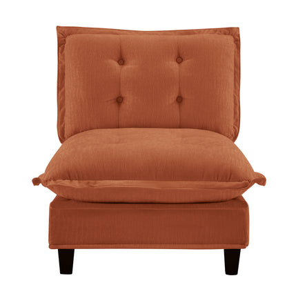 Orange Chenille Armless Sofa - 1 Seat, Modular Design for Living Room