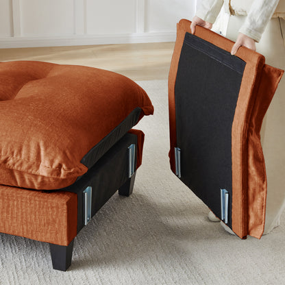 Orange Chenille Armless Sofa - 1 Seat, Modular Design for Living Room