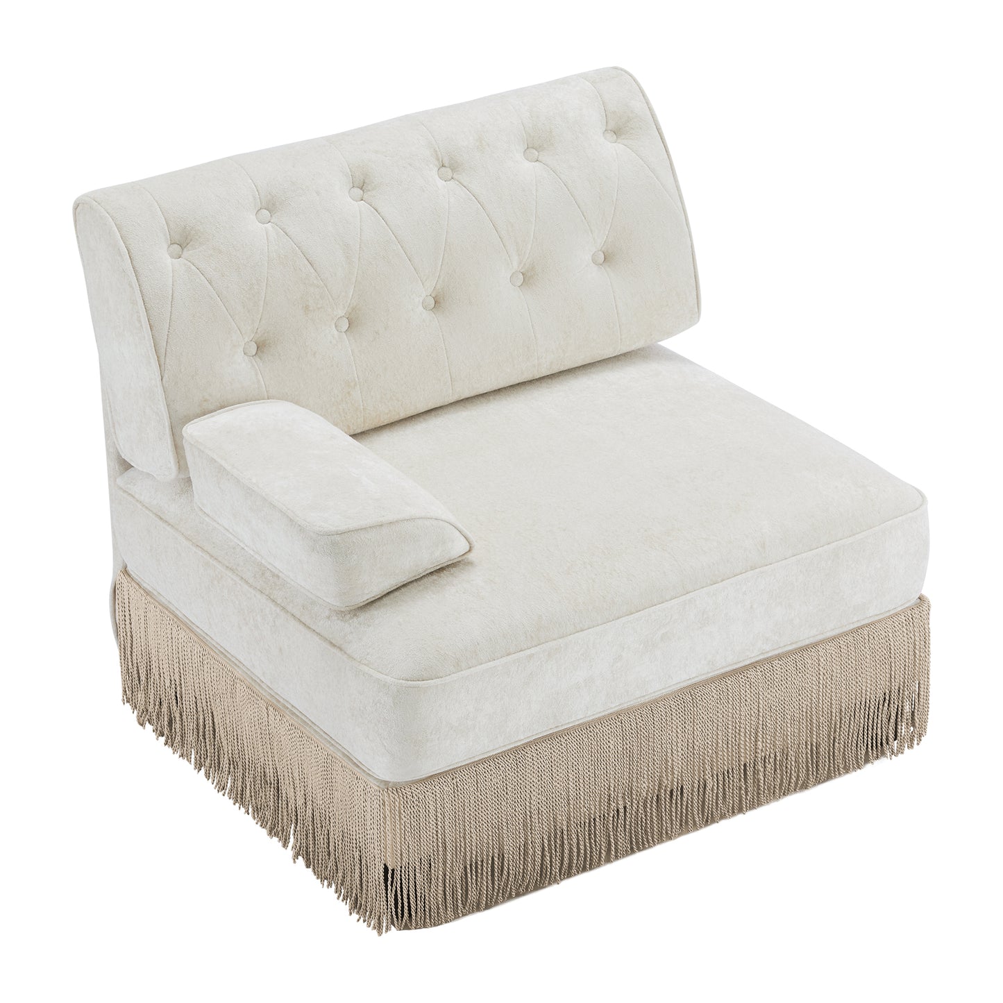 Beige Velvet Modular Sofa - 1 Seat for Living Room Apartments