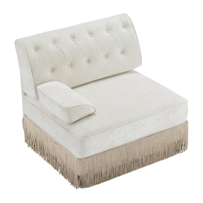 Beige Velvet Modular Sofa - 1 Seat for Living Room Apartments