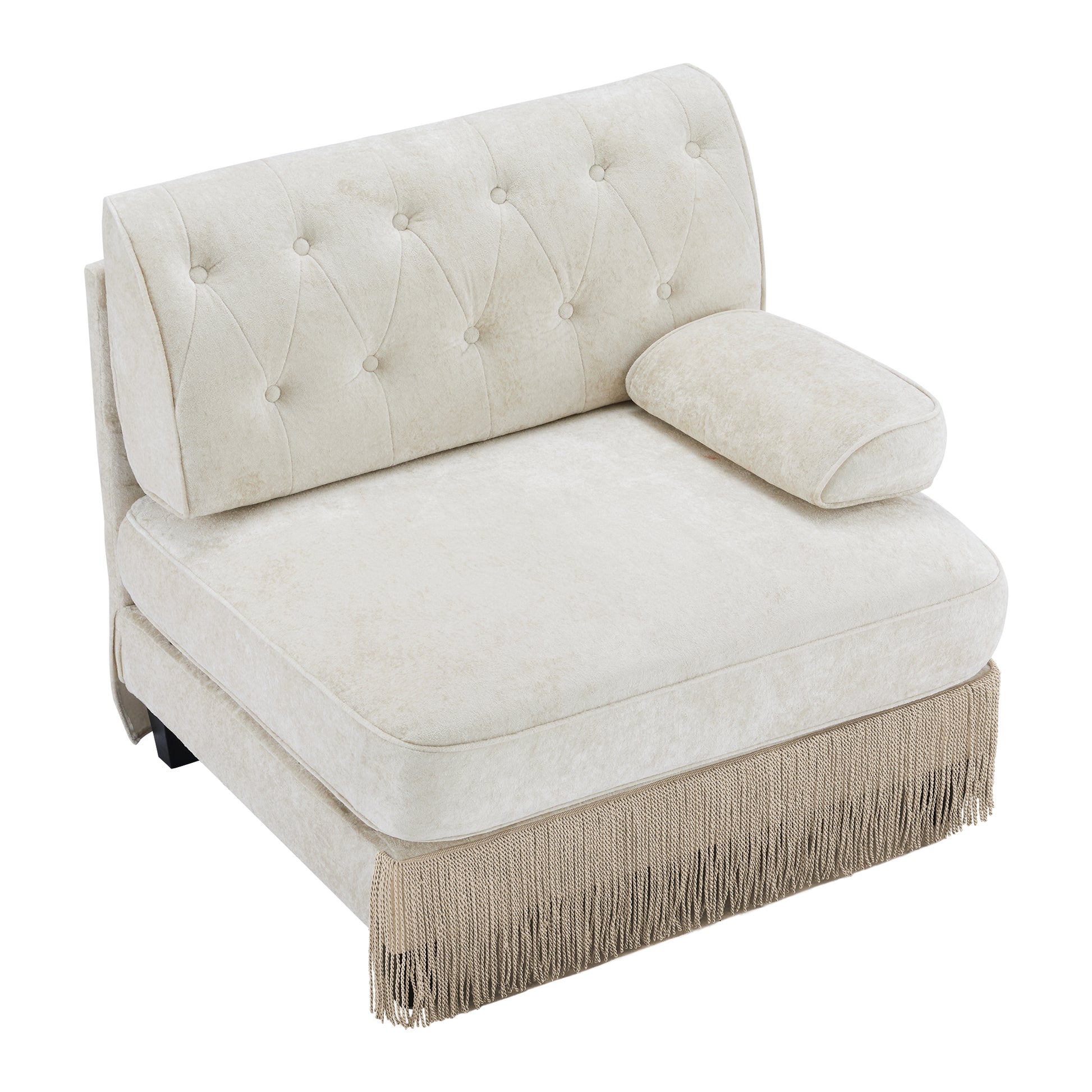 Beige Velvet Modular Sofa - 1 Seat for Living Room Apartments