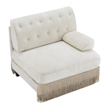 Beige Velvet Modular Sofa - 1 Seat for Living Room Apartments