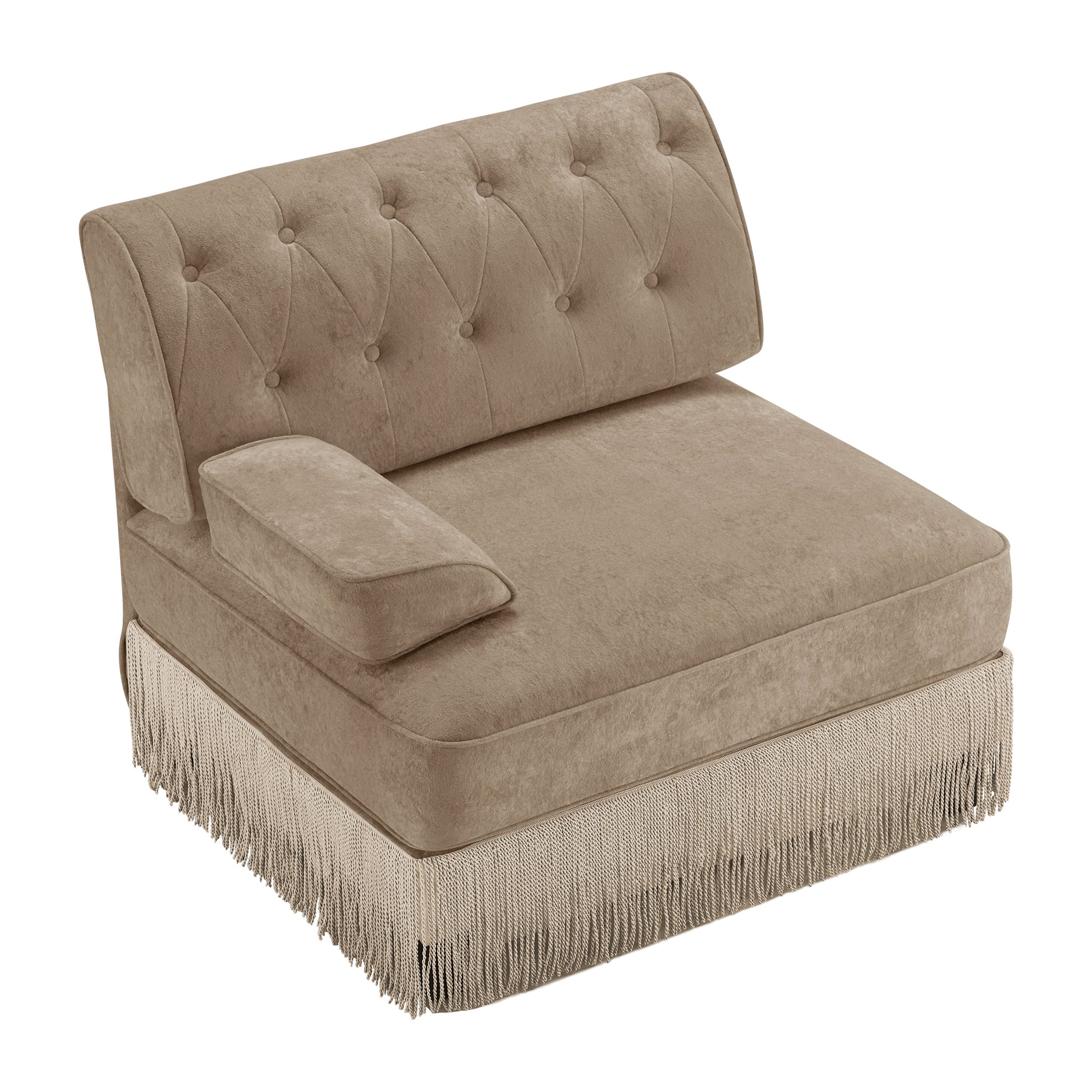 Camel Velvet Modular Sofa - 1 Seat, Plush Comfort for Living Room
