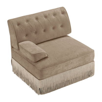 Camel Velvet Modular Sofa - 1 Seat, Plush Comfort for Living Room