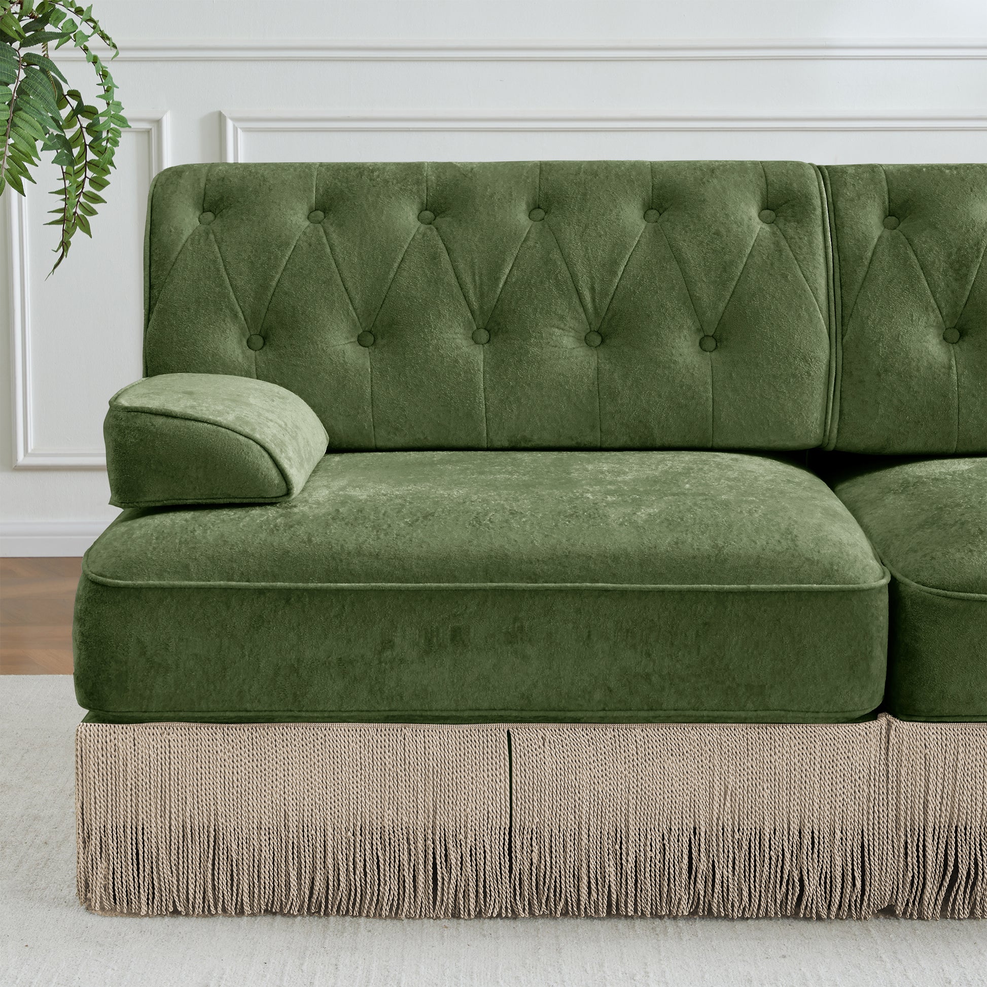 Green Velvet Modular Sofa - 1 Seat for Living Room Apartments