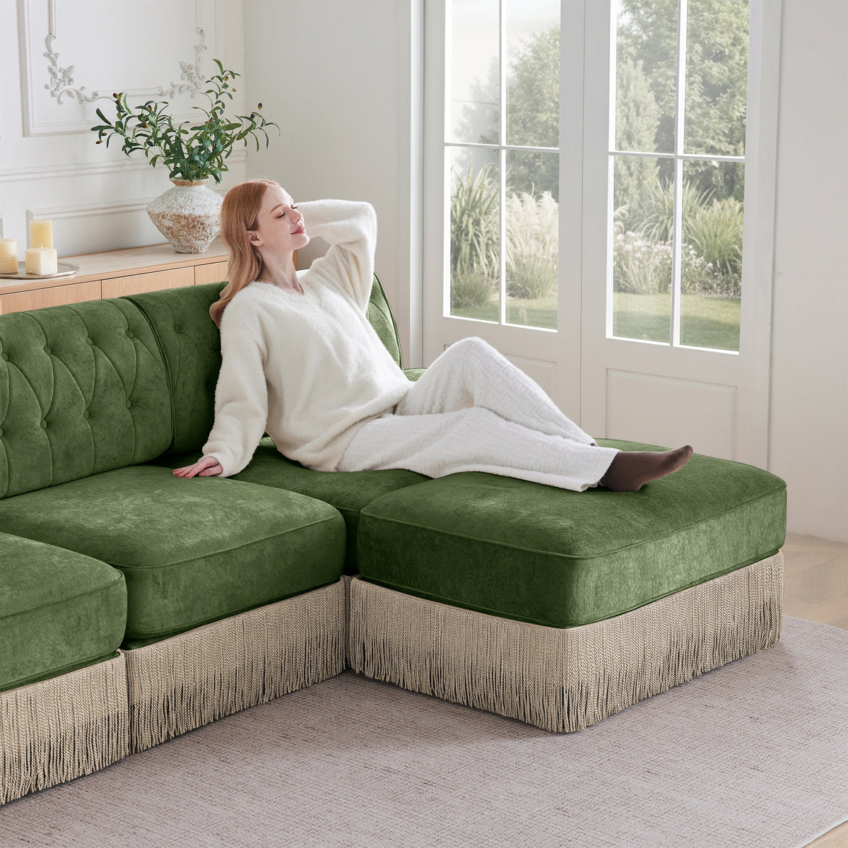 Modular Velvet Sofa - Green, 1 Seat