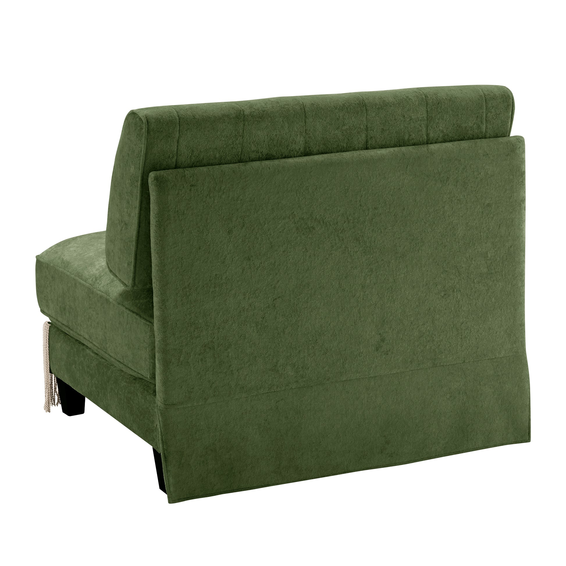 Green Velvet Modular Sofa - 1 Seat Armless Design for Living Room