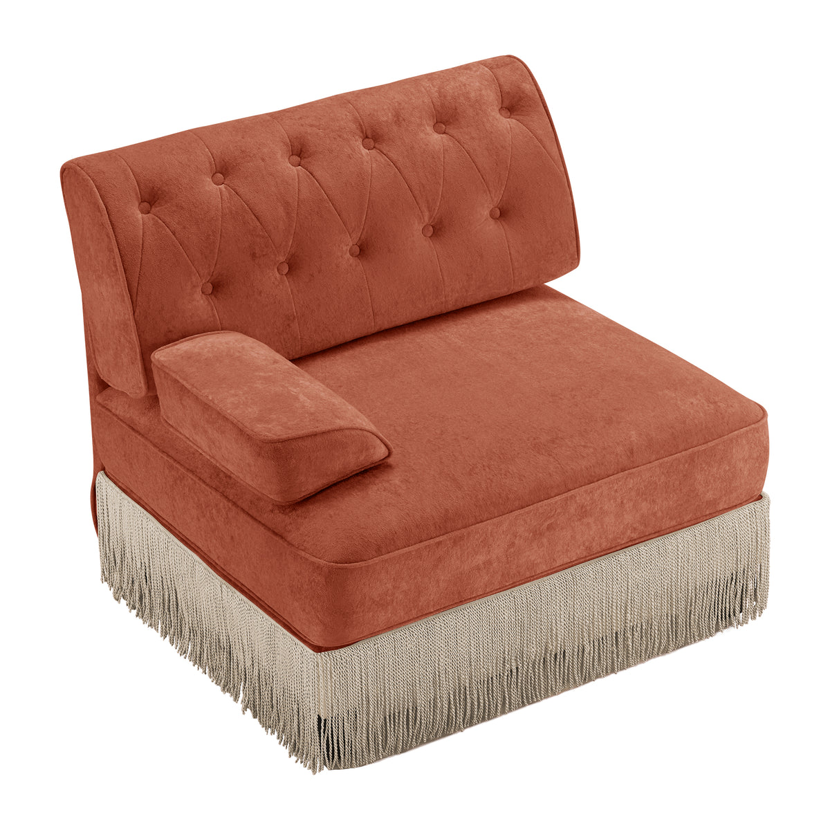 Red Brown Velvet Modular Sofa - 1 Seat